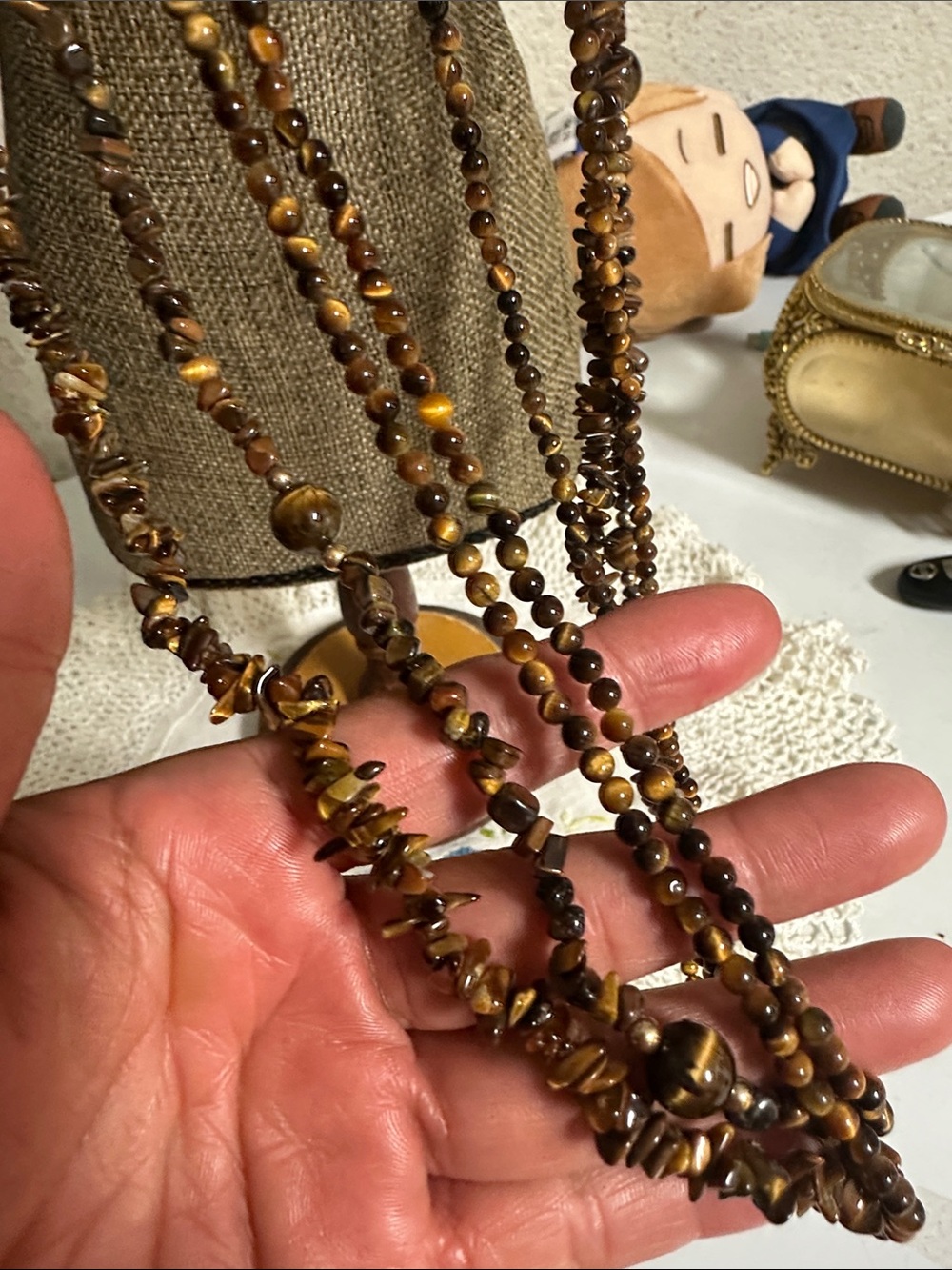 Multi-Strand Brown Tiger's Eye Beaded Necklace - Picture 8 of 9